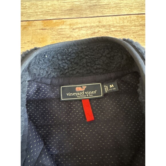 Vineyard Vines Vest Kids M 12/14 Red Blue Full Zip Quilt Pockets Fleece Sherpa - Picture 4 of 9